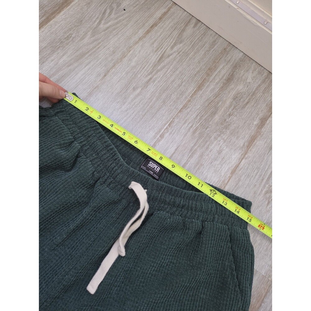 Super Massive Green Corduroy Lounge Pants Drawstring Wide Leg Womens Sz L EUC - Picture 6 of 9